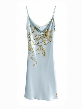 Light Green Floral Slip Dress with Travel Bag - Size XL